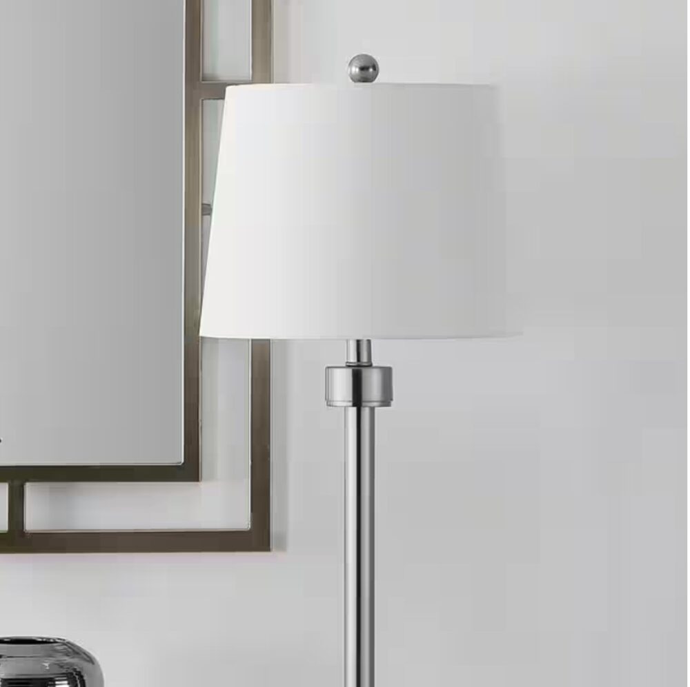 Baxter 30 in. Nickel Table Lamp with White Shade - Image 2